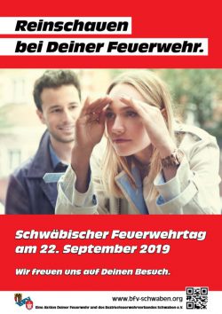 Plakat des Aktionstages "Reinschauen bei Deiner Feuerwehr" am 22. September 2019. Auch in Rieblingen!