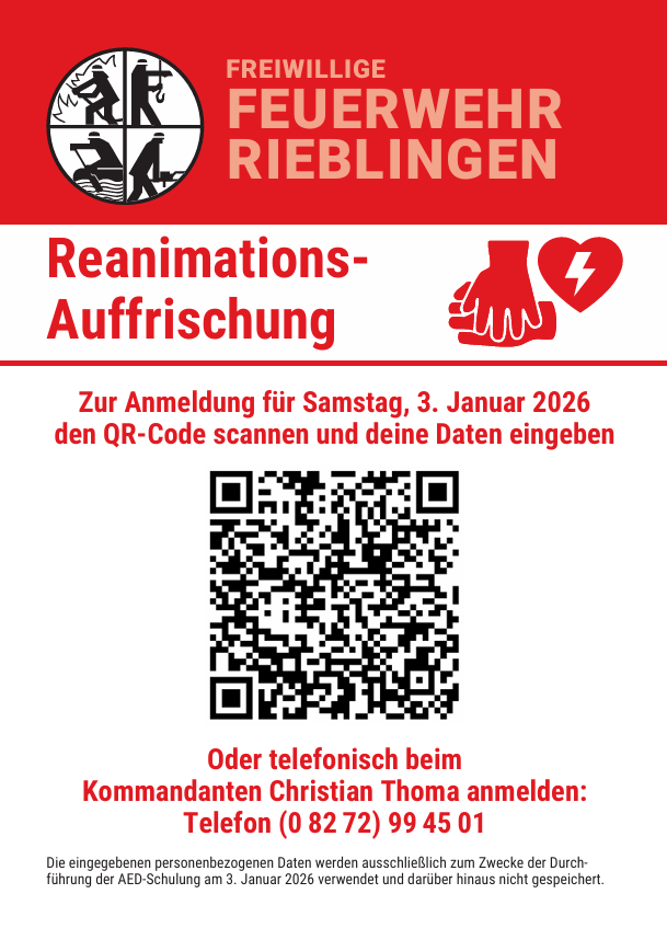 Flyer für die Reanimations-Auffrischung am 3. Januar 2026.