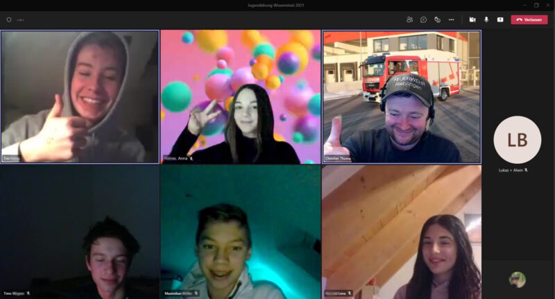 Screenshot der Teams-Sitzung der Jugendgruppe